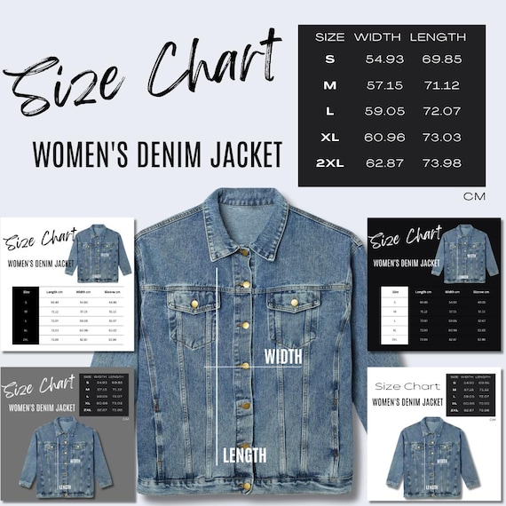 5 X Women's Denim Jacket Size Chart Generic Brand Printify Size