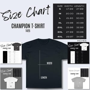 5 x Champion T-Shirt T425 Größentabelle Größentabelle T-Shirt Maße Mockups