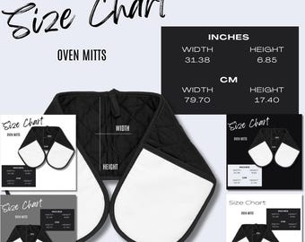 5 x Oven Mitts Size Chart Mockup Product Details Mockup Printify POD Size Guide Etsy Seller Tools Print on Demand Colorway