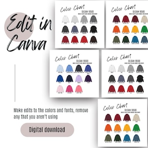 Gildan 18500 Color Chart Canva Template Hooded Sweatshirt Gildan Mockups Printify POD Colour Chart 18500 EDITABLE Digital Download
