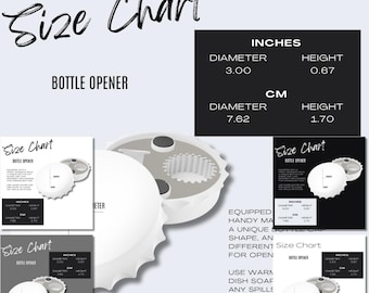 5 x Bottle Opener Size Chart Mockup Product Details Mockup Printify POD Size Guide Etsy Seller Tools Print on Demand WOYC