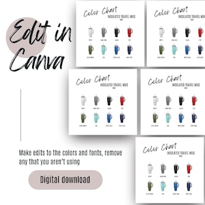 40 oz Insulated Travel Tumbler Color Chart Canva Template Travel Mug Mockups Printify POD Colour Chart EDITABLE Digital Download