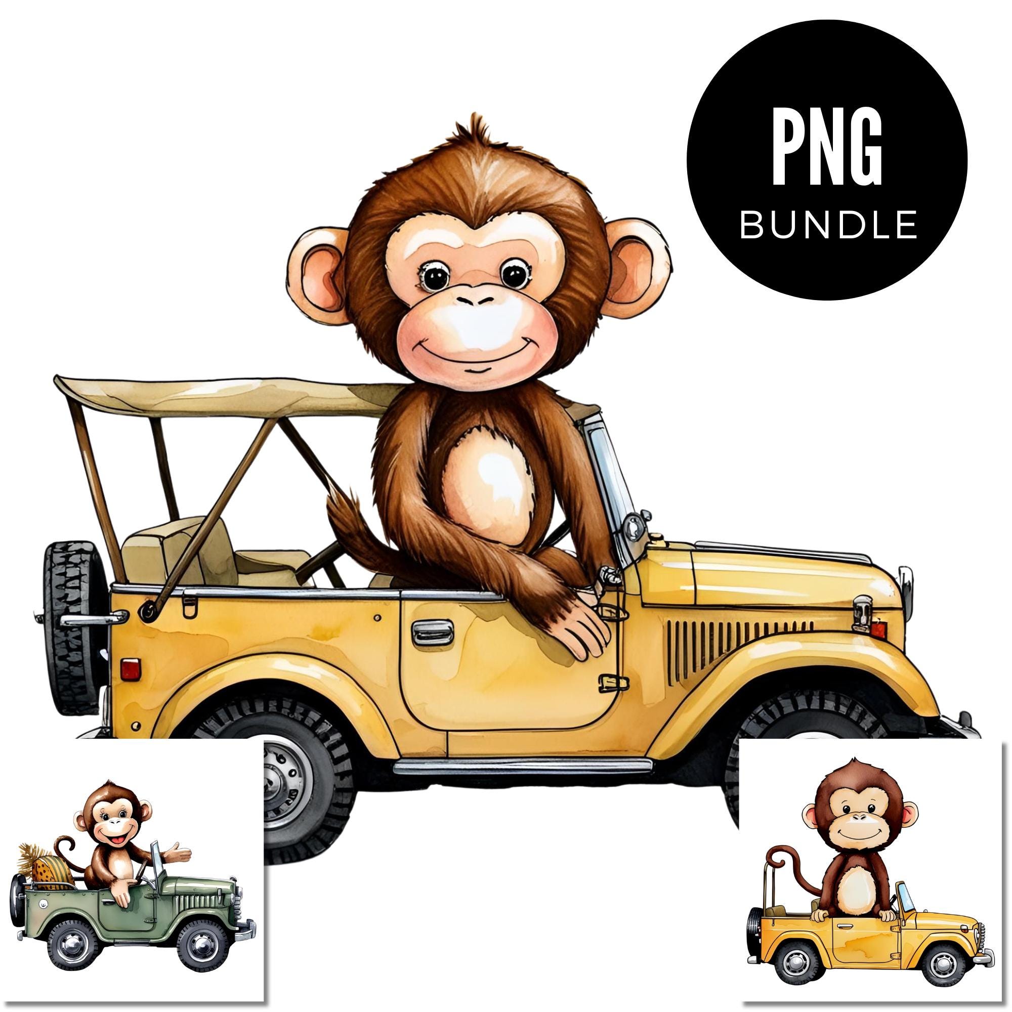 3 x 漫画の猿のサファリ PNG バンドル クリップアート 風変わりな動物 デジタル ダウンロード PNG ぬいぐるみ 水彩画  居心地の良い美的テーマ - Etsy 日本, image size:2000x2000