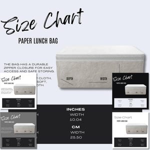 5 x Paper Lunch Bag Size Chart WOYC Size Chart Printify Bag Mockup Size Guide for POD Etsy Seller Tool Print on Demand