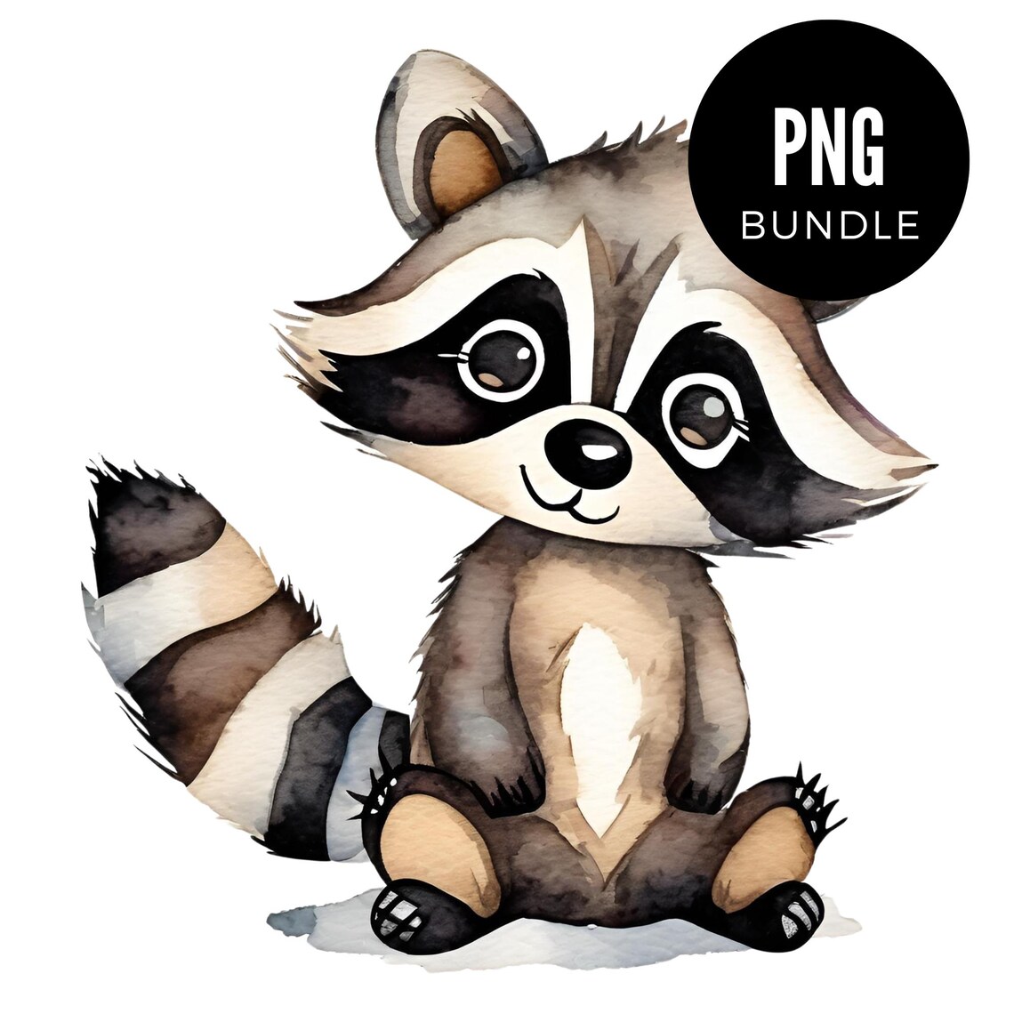 3 X Watercolor Raccoon PNG Bundle Clipart Quirky Animal Digital ...