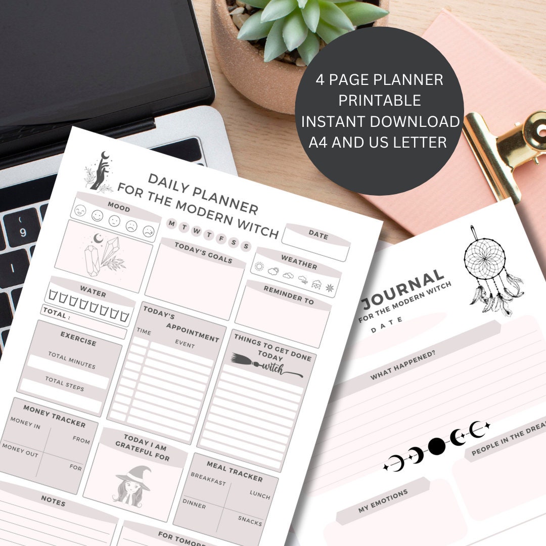 Witch Daily Planner Printable Instant Download, Minimalist Daily ...