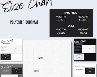 5 x Polyester Doormat Size Chart Mockup Product Details Mockup Printify POD Size Guide Etsy Seller Tools Print on Demand Colorway