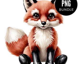 3 x Fox PNG-bundel Clipart eigenzinnige dieren digitale download PNG Cartoon bos gezellig esthetisch thema boerderijdier