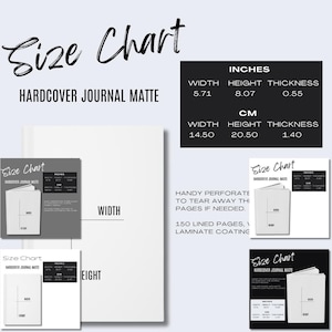 5 x hardcover dagboek Mat Maattabel Maattabel Sjabloon Printify Mockup District Foto Productdetails Mockup POD-maattabel