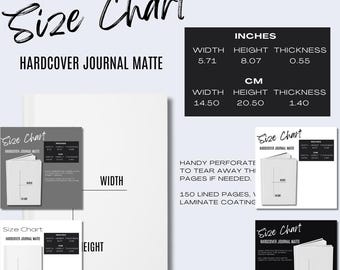 5 x Hardcover Journal Matte Size Chart Size Chart Template Printify Mockup District Photo Product Details Mockup POD Size Guide