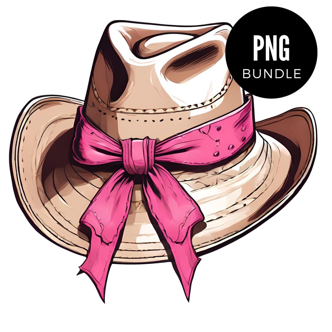 3 x ピンクのリボンウエスタンカウガールハットPNGバンドルクリップアートデジタルダウンロード背景削除PNG水彩カウガール居心地の良い美的テーマ -  Etsy 日本, image size:1080x1080