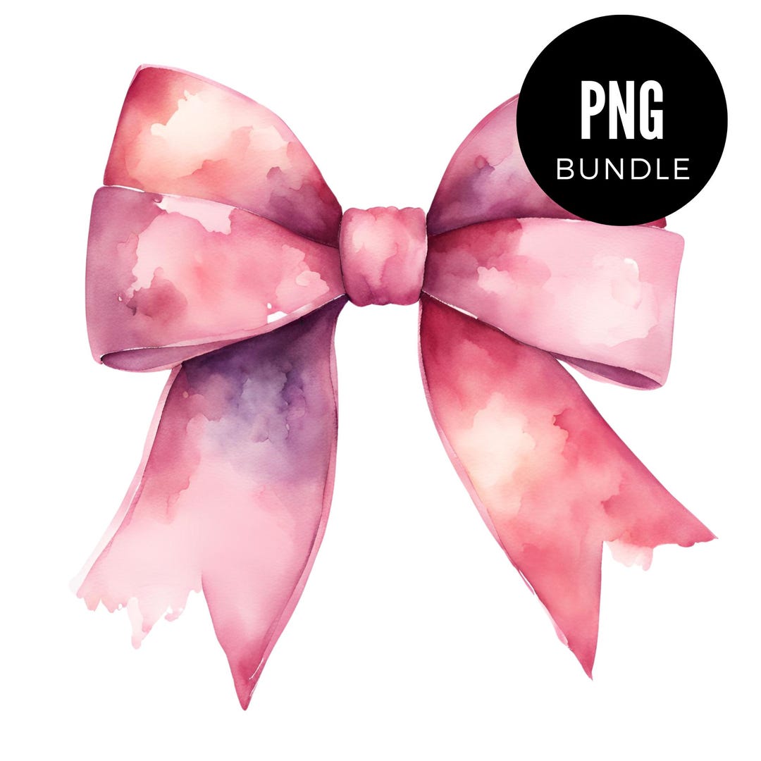 5 X Watercolor Pink Coquette Bow Png Mockup Bundle Clipart Digital ...