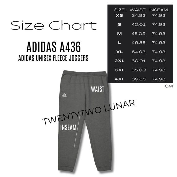 5 X Adidas A436 Size Chart Printify Adidas Fleece Joggers A436