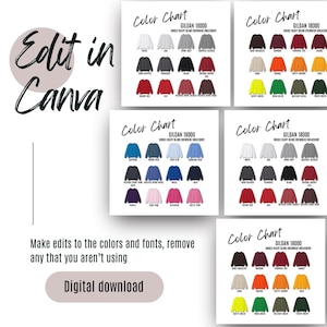 Gildan 18000 Color Chart Canva Template Rundhals-Sweatshirt Gildan Mockups Printould POD Color Chart 18000 EDITIERBAR Digitaler Download