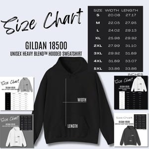 5 x Gildan 18500 Size Guide Printify 18500 Hoodie Size Chart, POD Mockup Size Chart for Hooded Sweatshirt Size Guide Gildan Size Guide