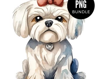 5 x Perro gruñón en acuarela PNG Paquete de tendencia Clipart Descarga digital PNG Maqueta estética acogedora Vendedor de Etsy