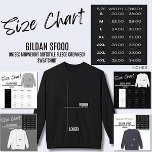 5 x Gildan SF000 Size Guide Printify Gildan SF000 Size Chart, POD Mockup Size Chart for Crewneck Size Guide Gildan Sweatshirt Size Guide