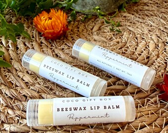 Organic Beeswax Lip Balm 3PC Set, Peppermint Hydration,  Natural Lip Care, Lavender Vanilla Scent