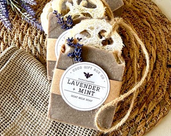 Lavender Mint Loofah Soap | Handmade Natural Scrub Bar | Gentle Exfoliating Soap