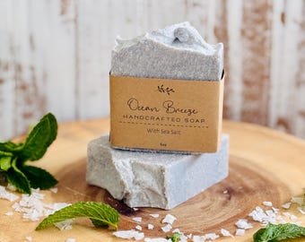 Exfoliating Sea Salt Soap Bar: Peppermint Tea Tree, Natural Skincare