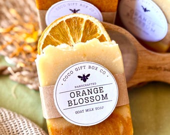 Orange Blossom Goat Milk Soap, Citrus Floral Bath Bar, Natural Handmade Skincare