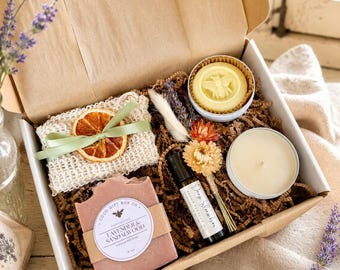 Lavender Aromatherapy Spa Gift Box: Self Care Relaxation Set