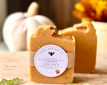 Papaya Coconut Milk Soap: Artisan Handmade Soap Bar, Natural Skin Care