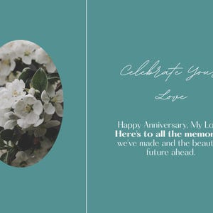 Elegante bloemenverjaardagskaart voor partner – romantische gevouwen wenskaart met oprechte boodschap – afdrukbaar of per post