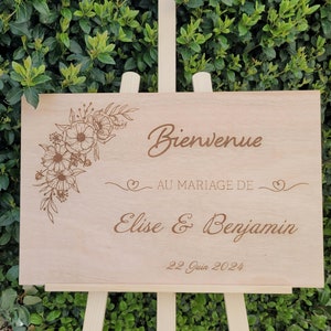 Panneau bienvenue mariage bois personnalisé, pancarte bienvenue mariage, pancarte en bois , tableau acceuil cérémonie personnalisé mariage, image 2