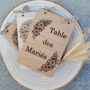 Numéro de tables en bois , décoration table de Mariage bohème , déco mariage champêtre, mariage nature et bois, table restaurant, la douceur image 5