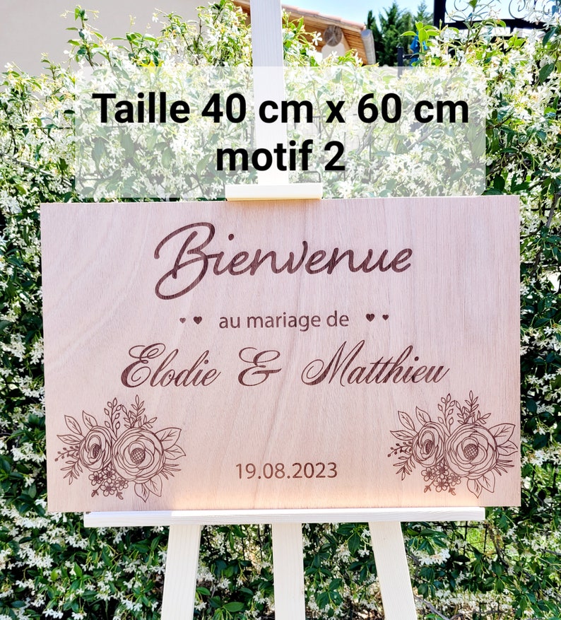 Panneau bienvenue mariage bois personnalisé, pancarte bienvenue mariage, pancarte en bois , tableau acceuil cérémonie personnalisé mariage, image 5