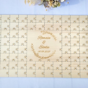 Livre d'or original mariage puzzle bois personnalisé, souvenir mariage, livre d'or en bois avec prénoms des mariés, panneau de mariage