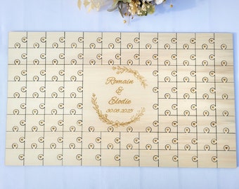 Livre d'or original mariage puzzle bois personnalisé, souvenir mariage, livre d'or en bois avec prénoms des mariés, panneau de mariage