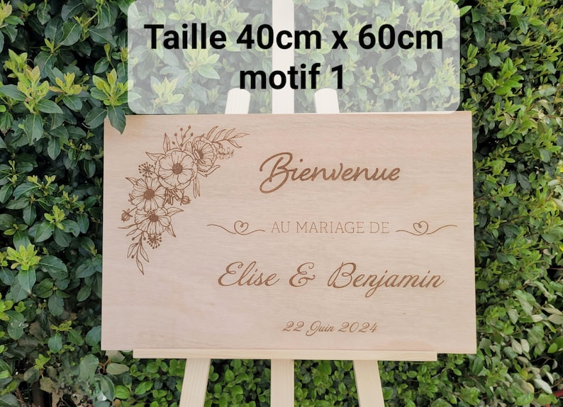 Panneau bienvenue mariage bois personnalisé, pancarte bienvenue mariage, pancarte en bois , tableau acceuil cérémonie personnalisé mariage, image 6