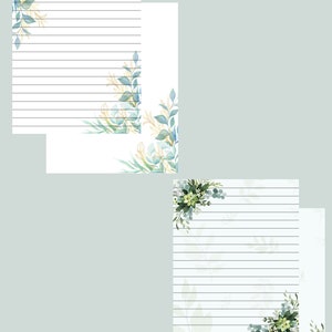Papelaria floral para impressão, download digital, papel para escrever, 10 desenhos florais, lindo papel de carta, tamanho carta 8,5 x 11