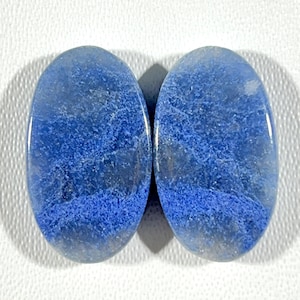 4.23 Gram 21x12x4mm Blue Quartz Matching Pair! Oval Shape Smooth Polish Blue Quartz, Loose Flat back Blue Quartz for make Earing jewelry