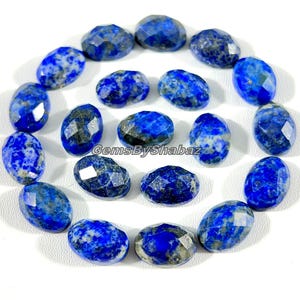 14 x 10 mm. Ovala rosenskurna lapis lazuli-cabochoner för att tillverka smycken och andra saker bild 1