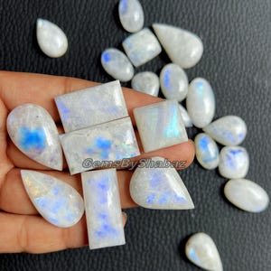 Blue Flashy Rainbow Moonstone! Wholesale Price Top Grade Rainbow Moonstone Mix Shapes - Natural loose Moonstone Cabs for Making Jewelry