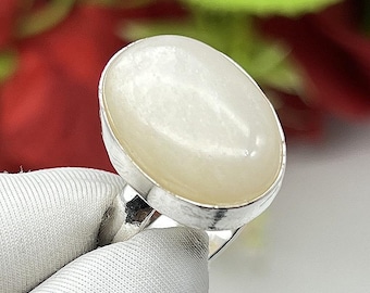 Justerbart armband Vit månsten ädelsten 925 sterlingsilverring, silversmycken present