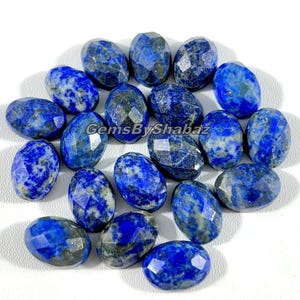 14 x 10 mm. Ovala rosenskurna lapis lazuli-cabochoner för att tillverka smycken och andra saker bild 4