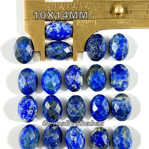 14 x 10 mm. Ovala rosenskurna lapis lazuli-cabochoner för att tillverka smycken och andra saker bild 8