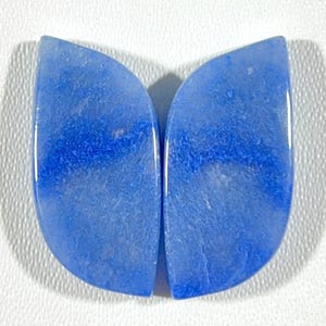 5.39 Gram 27x12x4mm Blue Quartz Matching Pair! Butterfly Shape Smooth Polish Blue Quartz, Loose Flat back Blue Quartz for Earing jewelry