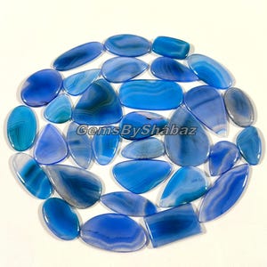 Blue Banded Onyx Gemstone ! Wholesale Price Top Grade Blue Onyx Mix Shapes - Loose Blue Onyx Cabs - Natural Blue Onyx for Making Jewelry