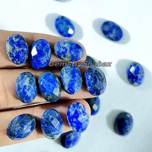 14 x 10 mm. Ovala rosenskurna lapis lazuli-cabochoner för att tillverka smycken och andra saker bild 6