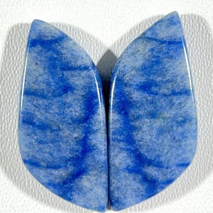 4.88 Gram 28x12x3mm Blue Quartz Matching Pair! Butterfly Shape Smooth Polish Blue Quartz, Loose Flat back Blue Quartz for Earing jewelry
