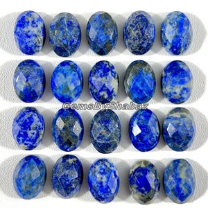 14 x 10 mm. Ovala rosenskurna lapis lazuli-cabochoner för att tillverka smycken och andra saker bild 2
