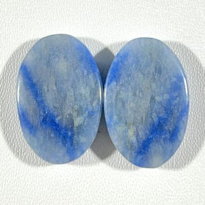 5.80 Gram 23x15x4mm Blue Quartz Matching Pair! Oval Shape Smooth Polish Blue Quartz, Loose Flat back Blue Quartz for make Earing jewelry
