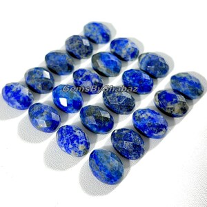14 x 10 mm. Ovala rosenskurna lapis lazuli-cabochoner för att tillverka smycken och andra saker bild 5