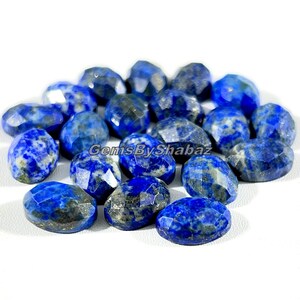 14 x 10 mm. Ovala rosenskurna lapis lazuli-cabochoner för att tillverka smycken och andra saker bild 3