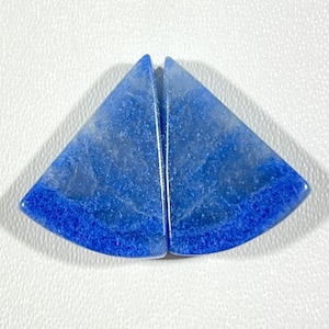 3.91 Gram 21x16x3mm Blue Quartz Matching Pair! Bell Shape Smooth Polish Blue Quartz, Loose Flat back Blue Quartz for make Earing jewelry